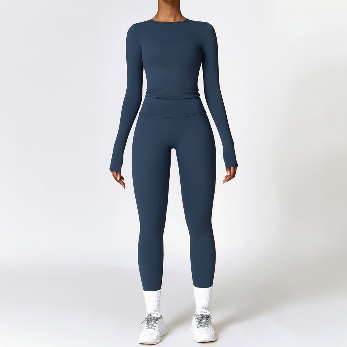 Combinaison de yoga moulante brossée Vêtements de fitness à séchage rapide Survêtements de fitness à manches longues Combinaison de sport Haut de sport Leggings taille haute Ensembles pour femmes Ensemble de yoga