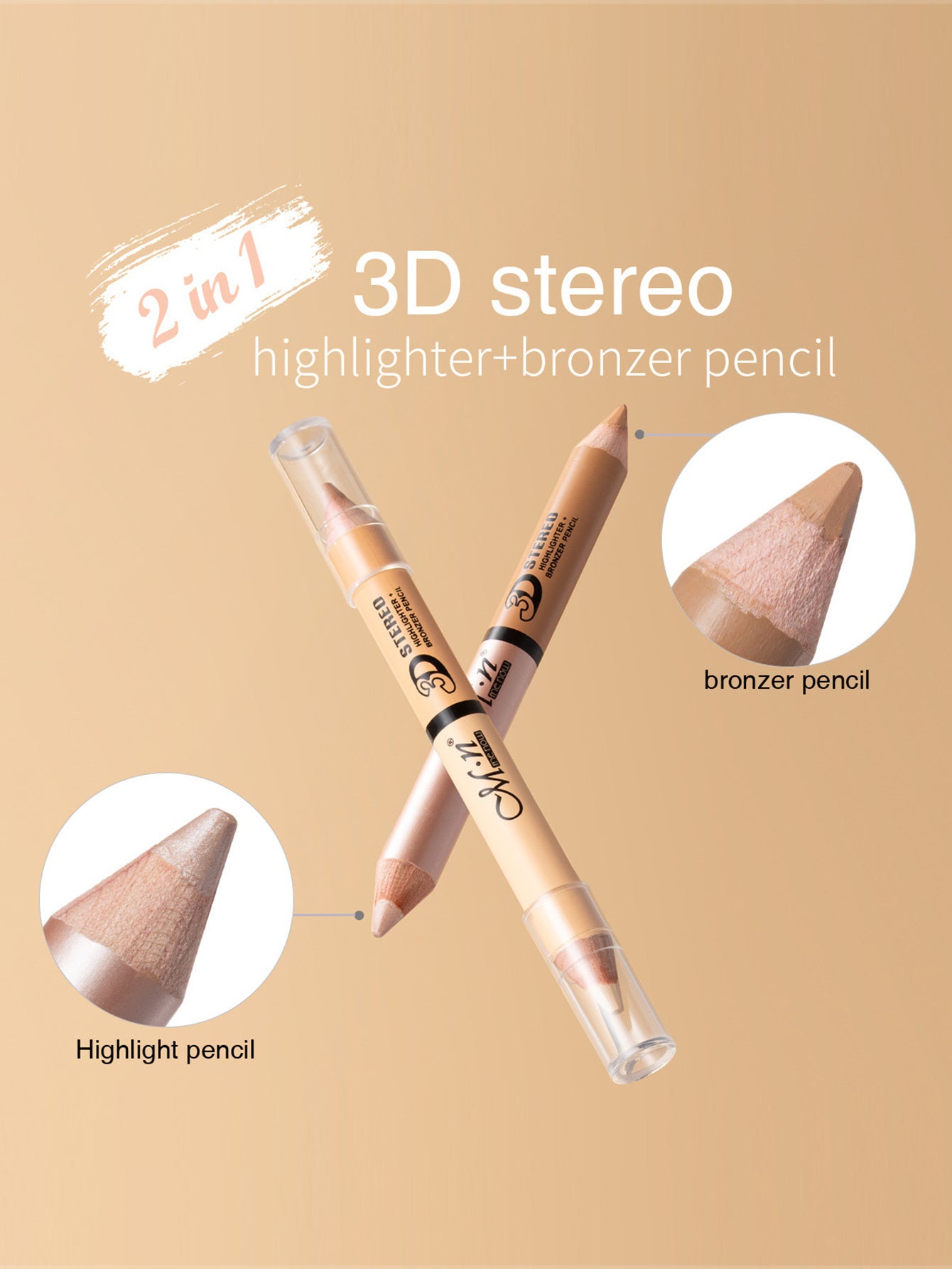 Ein-Strich Dual-Use-Doppelkopf-Cover-Stift Hochglanzstift Holz