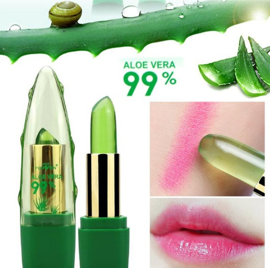 Aloe Vera Gel Farbwechsel Lippenstift Gloss Feuchtigkeitscreme Anti-Trocknung Entsalzung Feinkörnige Lip Blam Pflege