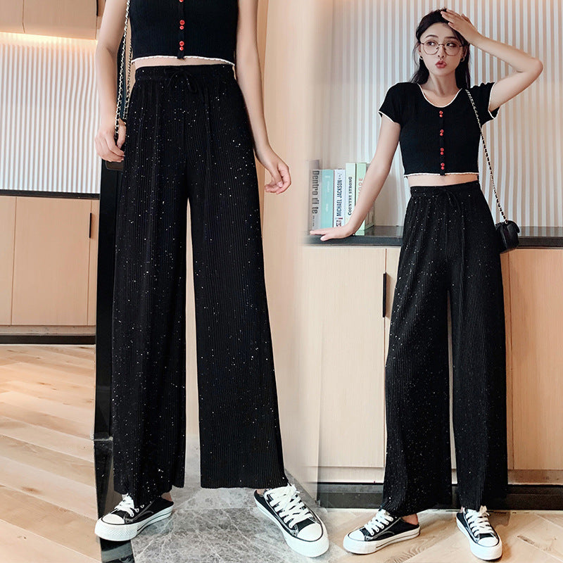 Chiffon trousers straight starry sky pants