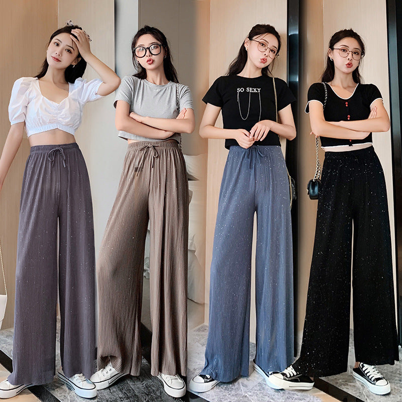 Chiffon trousers straight starry sky pants