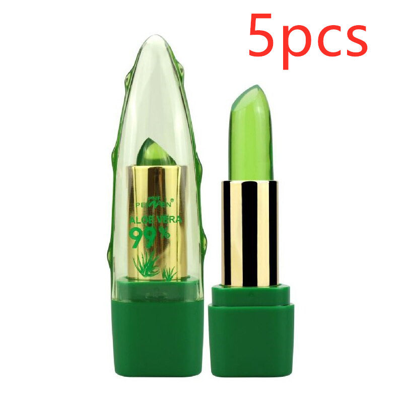 Aloe Vera Gel Farbwechsel Lippenstift Gloss Feuchtigkeitscreme Anti-Trocknung Entsalzung Feinkörnige Lip Blam Pflege