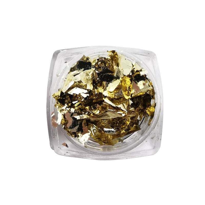 Ensemble de manucure 6 pièces avec bijoux pour ongles en paillettes cassées en feuille d'or