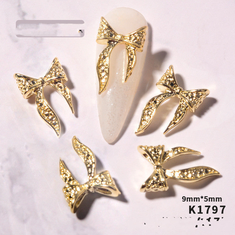 20pcs Gold Silver Alloy Bow Nail Art Decorations