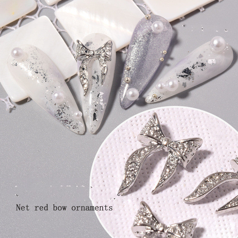 20pcs Gold Silver Alloy Bow Nail Art Decorations