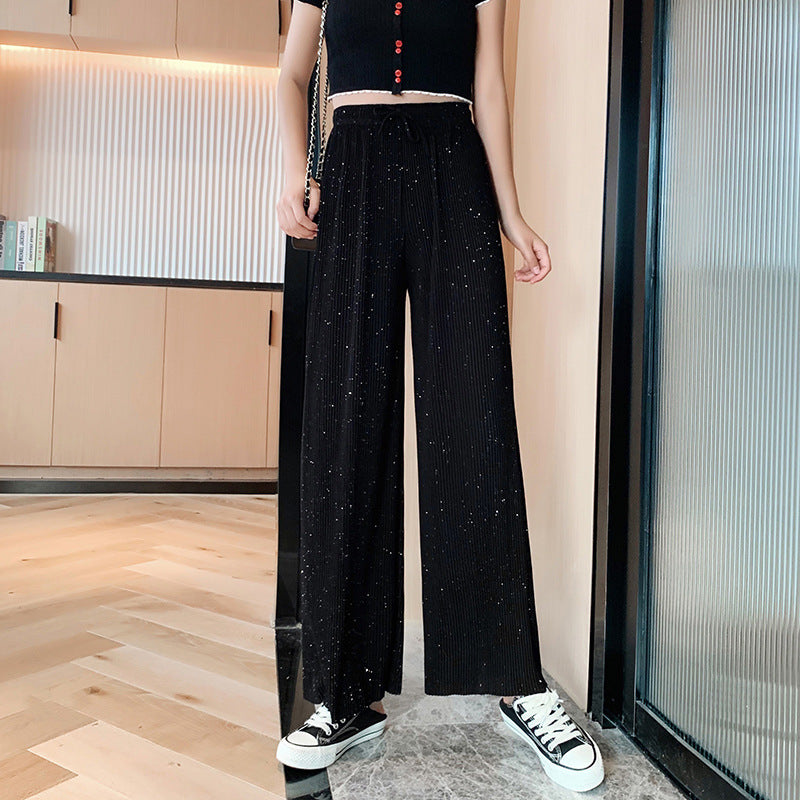 Chiffon trousers straight starry sky pants