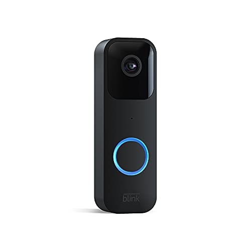 Like-New Blink Video Doorbell (newest model), Two-way audio, HD video, motion and chime app alerts and Alexa enabled — wired or wire-free (Black)