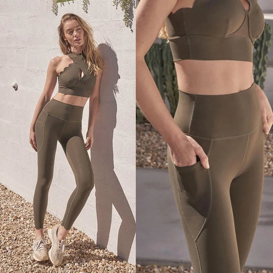 Soutien-gorge en dentelle et pantalon de yoga Vêtements de sport