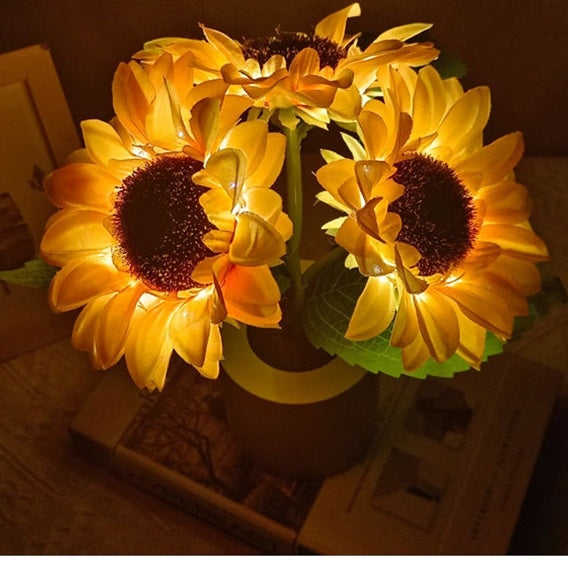 Wiederaufladbare Sonnenblumen-LED-Simulations-Nachtlicht-Tischlampe, Simulationsblumen, dekorative Schreibtischlampe für Restaurant, Hotel, Hochzeitsgeschenk