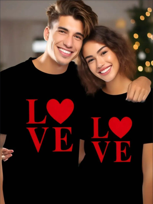 Love Valentine'S Day T-Shirt,   Couple T-Shirt, Couple Christmas, Fashion Casual T-Shirt, Short-Sleeved T-Shirt