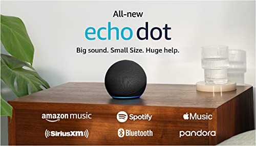 Amazon Echo Dot (newest model), Vibrant sounding Alexa speaker, Great for bedrooms, dining rooms and offices, Charcoal