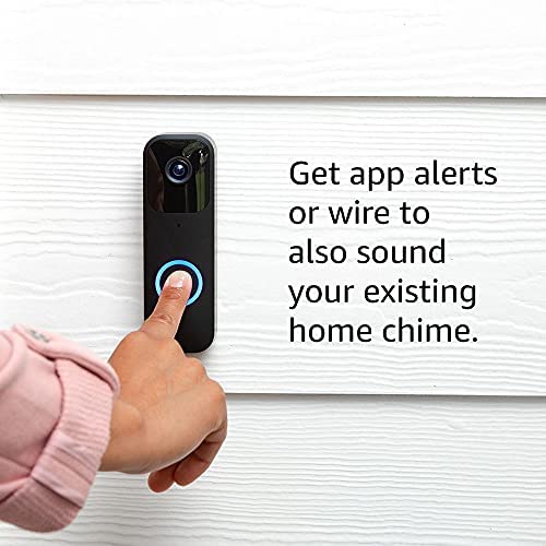 Like-New Blink Video Doorbell (newest model), Two-way audio, HD video, motion and chime app alerts and Alexa enabled — wired or wire-free (Black)