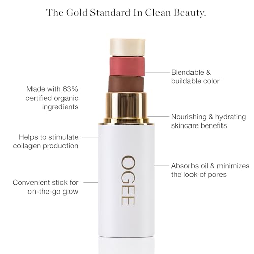 Ogee Face Stick Crystal Collection Trio - Contour Stick Makeup Collection - Certified Organic Contour Palette - Includes Bronzer Stick, Blush Stick & Highlighter Stick