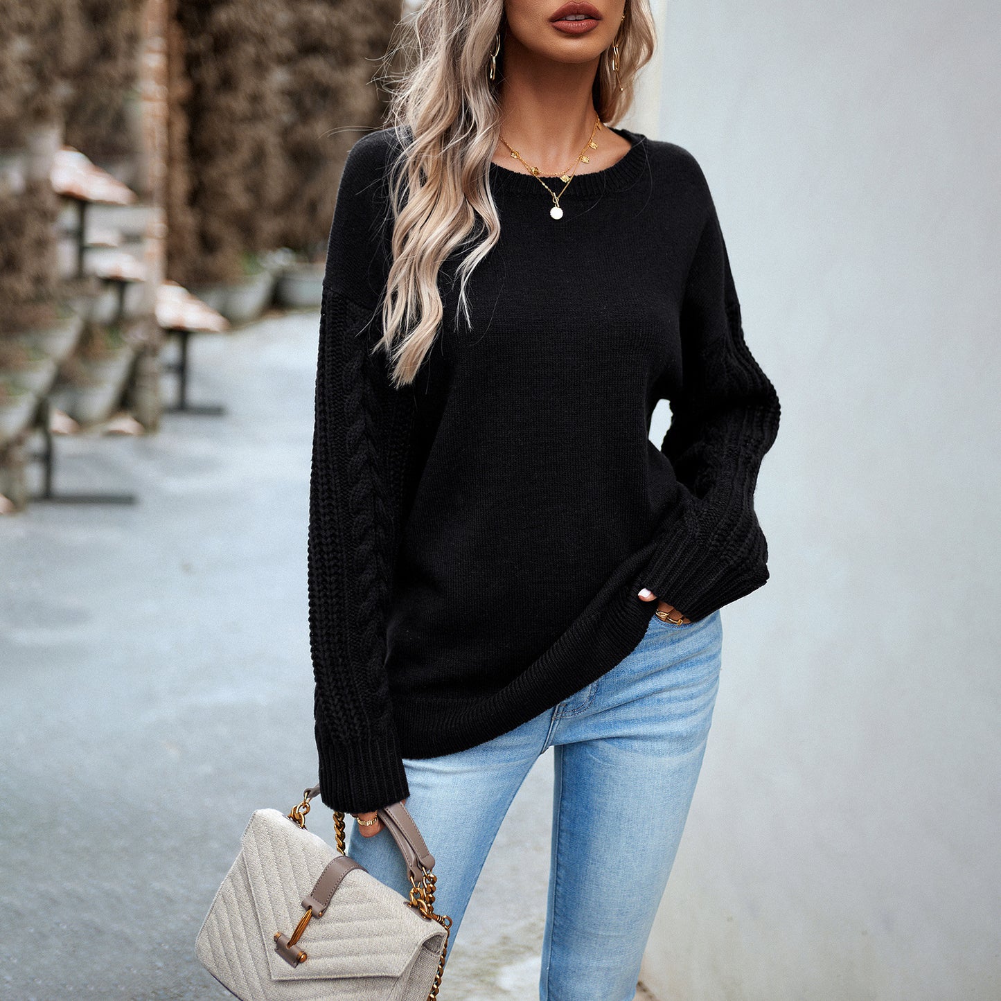 Pull col rond simple et tendance pour femme