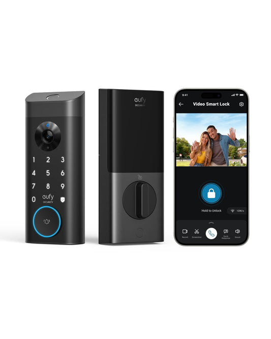 eufy Security Video Smart Lock E330, 3-in-1 Camera+Doorbell+Fingerprint Keyless Entry Door Lock, Smart Built-in Wi-Fi Deadbolt for Front Door, Auto Lock, App Remote Control, Easy Installation