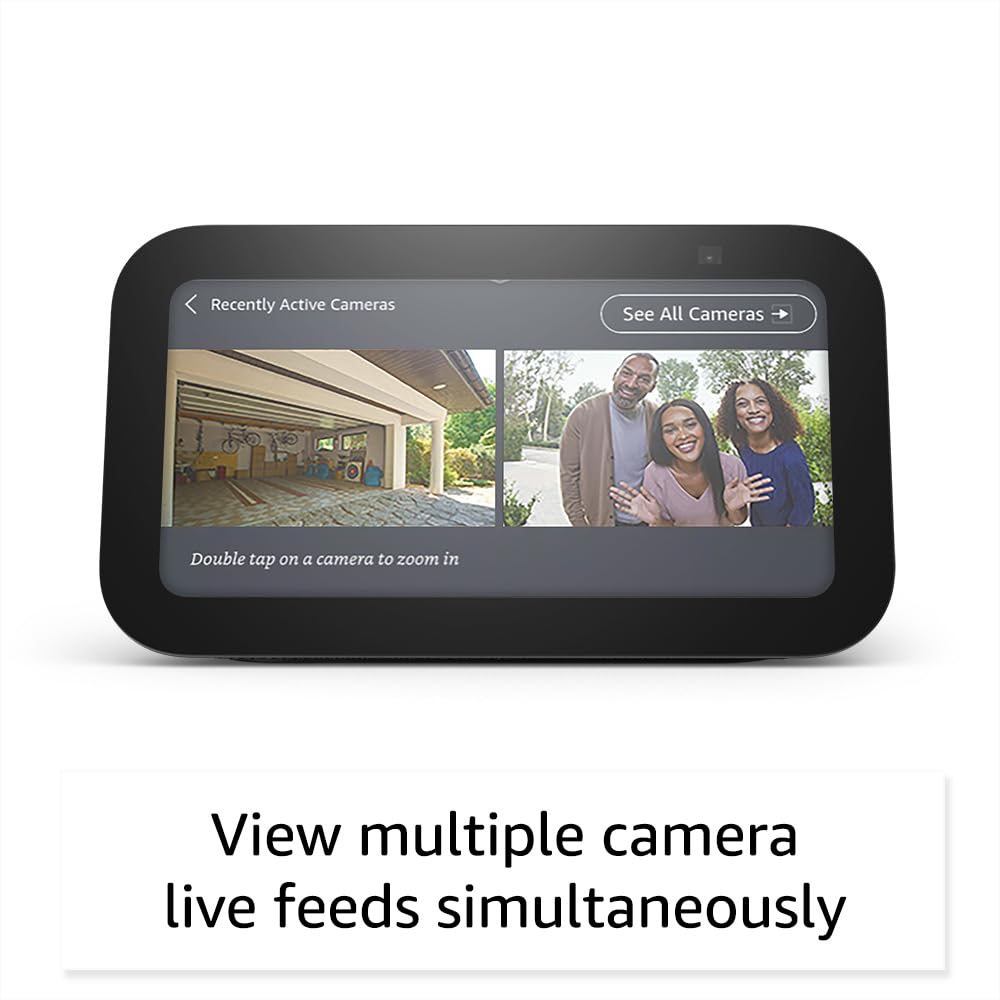 Like-New Amazon Echo Show 5 (newest model), Smart display with 2x the bass and clearer sound, Charcoal