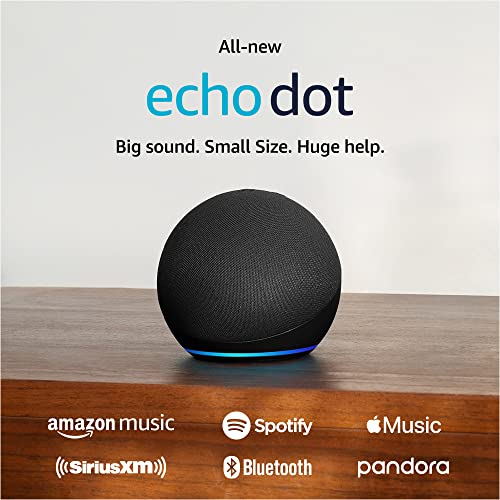 Amazon Echo Dot (newest model), Vibrant sounding Alexa speaker, Great for bedrooms, dining rooms and offices, Charcoal