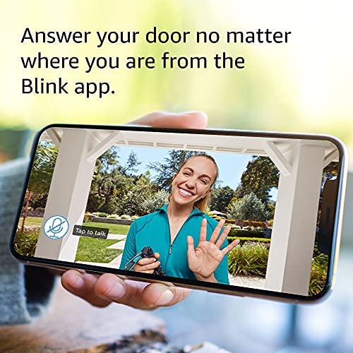 Like-New Blink Video Doorbell (newest model), Two-way audio, HD video, motion and chime app alerts and Alexa enabled — wired or wire-free (Black)