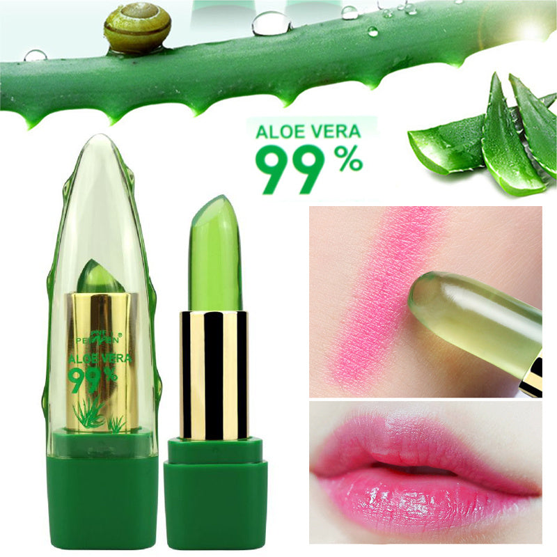 Aloe Vera Gel Farbwechsel Lippenstift Gloss Feuchtigkeitscreme Anti-Trocknung Entsalzung Feinkörnige Lip Blam Pflege