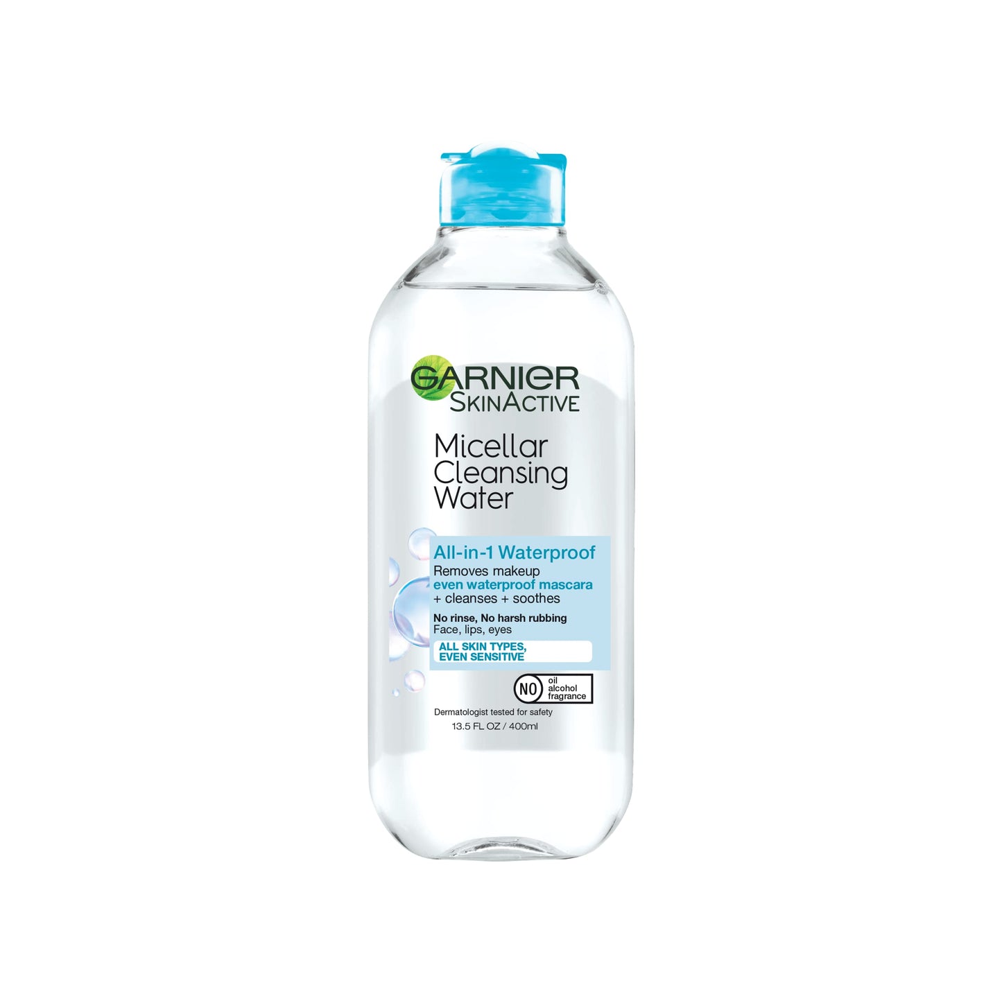 Garnier Micellar Water For Waterproof Makeup, Hydrating Facial Cleanser & Makeup Remover, Suitable for Sensitive Skin, Vegan, Cruelty Free, 13.5 Fl Oz (400mL), 1 Count