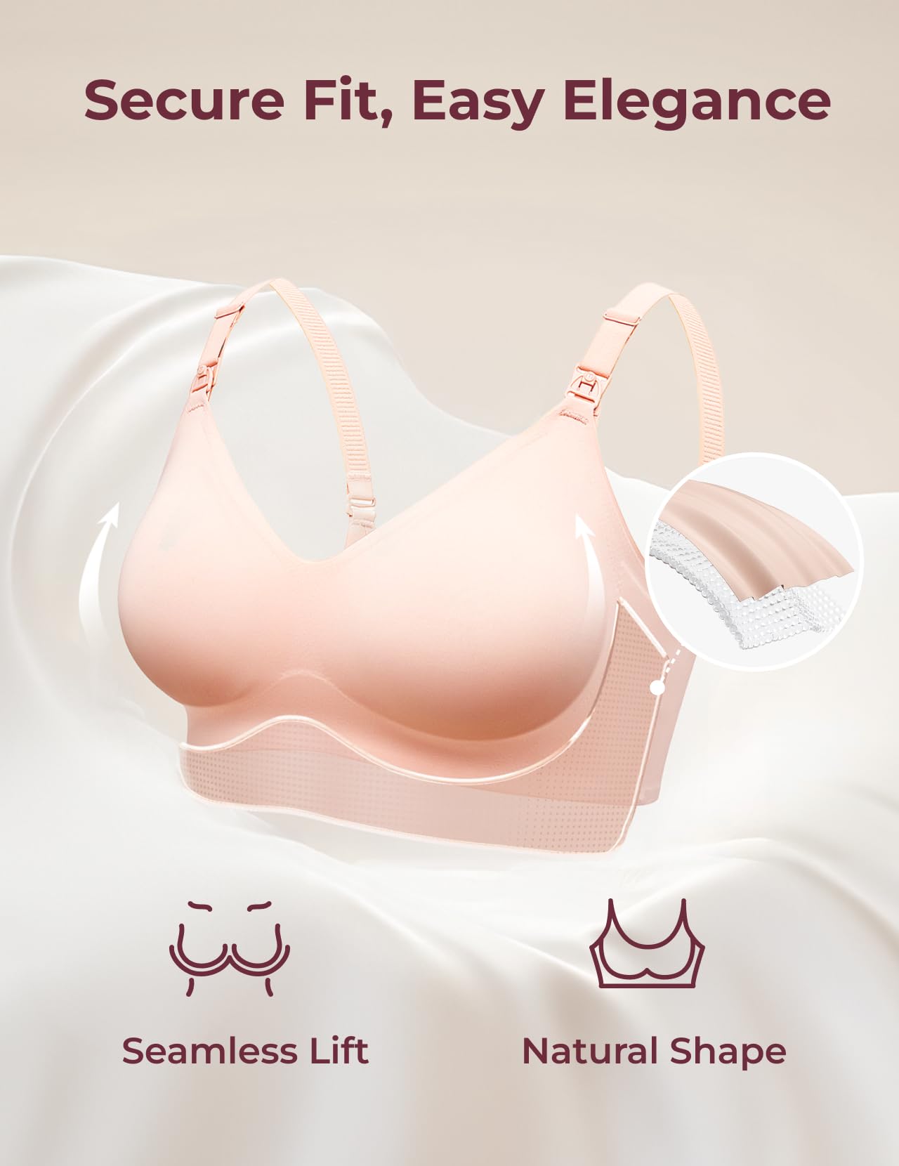 Momcozy Nursing Bras for Breastfeeding Seamless Ultra Comfort Maternity Bra Smooth Wireless Pregnancy Sleeping Bralette Beige