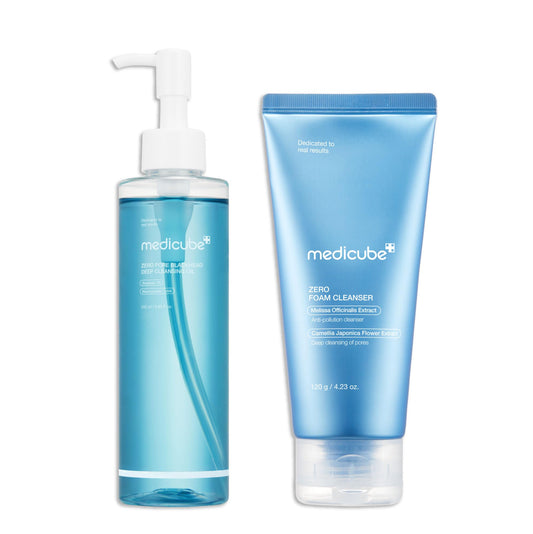 medicube Double Cleanser Duo for Facial Cleansing: Zero Pore Blackhead Deep Cleansing Oil and Zero Foam Cleanser