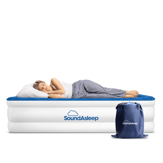 SoundAsleep Dream Series Luxury Air Mattress with ComfortCoil Technology & Built-in High Capacity Pump for Home & Camping- Double Height, Adjustable, Inflatable Blow Up, Portable - Queen Size