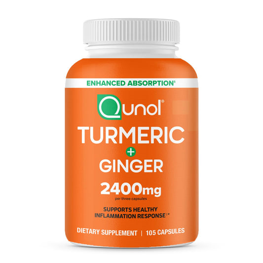 Qunol Turmeric Curcumin with Black Pepper & Ginger, 2400mg Turmeric Extract with 95% Curcuminoids, Extra Strength Supplement, Enhanced Absorption, Joint Support Supplement, 105 Count