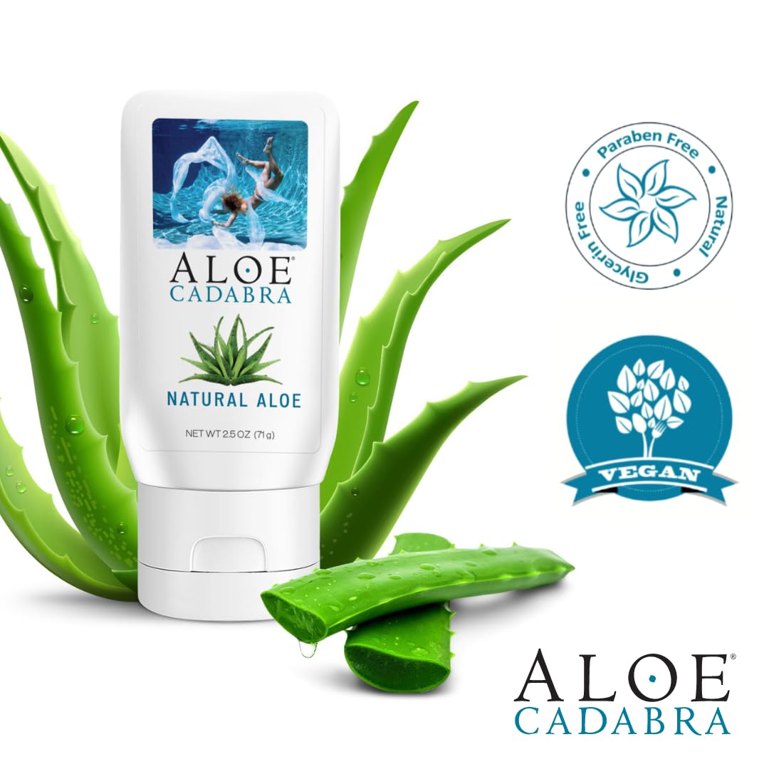 Aloe Cadabra Natural Water Based Personal Lubricant and Vaginal Moisturizer, Organic Aloe Lube for Men, Women and Couples, Non-Staining, pH Balanced (Unscented 2.5 Ounces, 1 Pack)