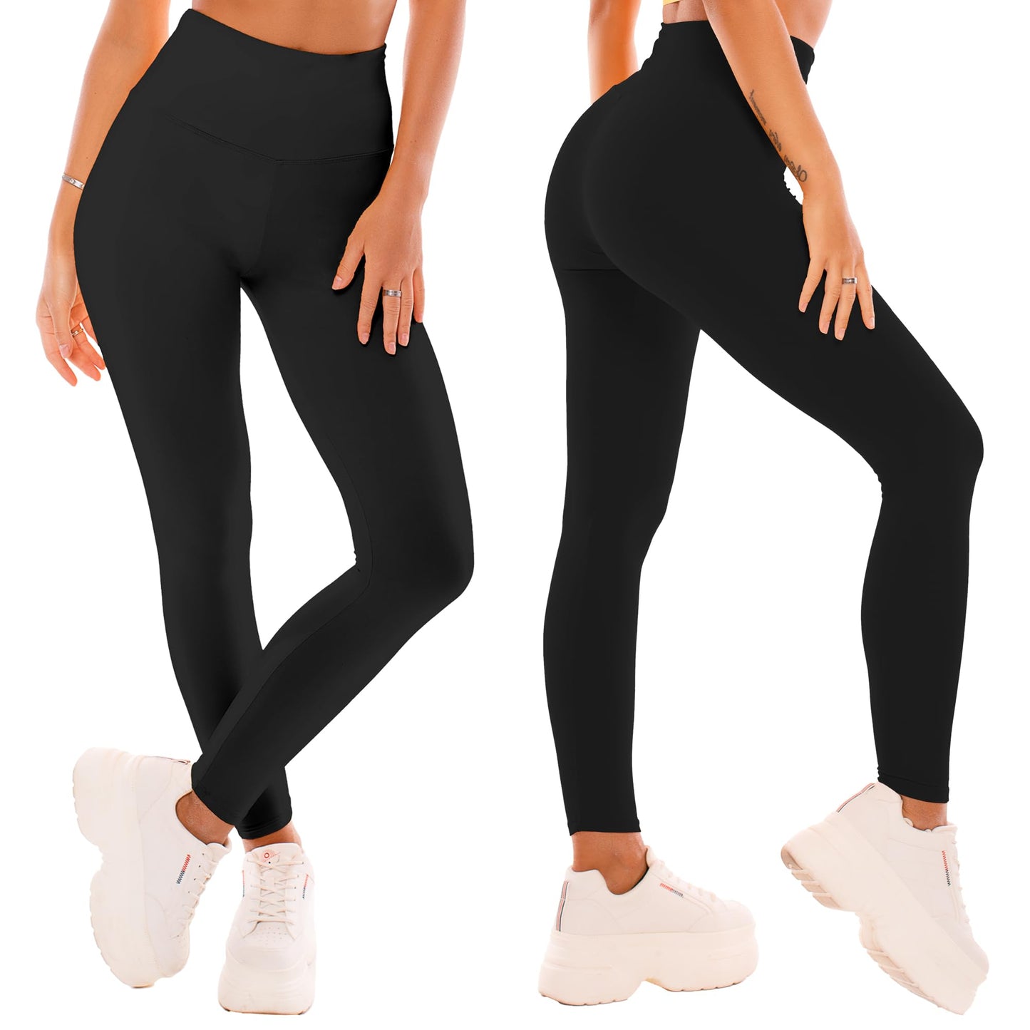 SINOPHANT High Waisted Leggings for Women - Full Length Capri Buttery Soft Yoga Pants for Workout Athletic(Full Black,L-XL)