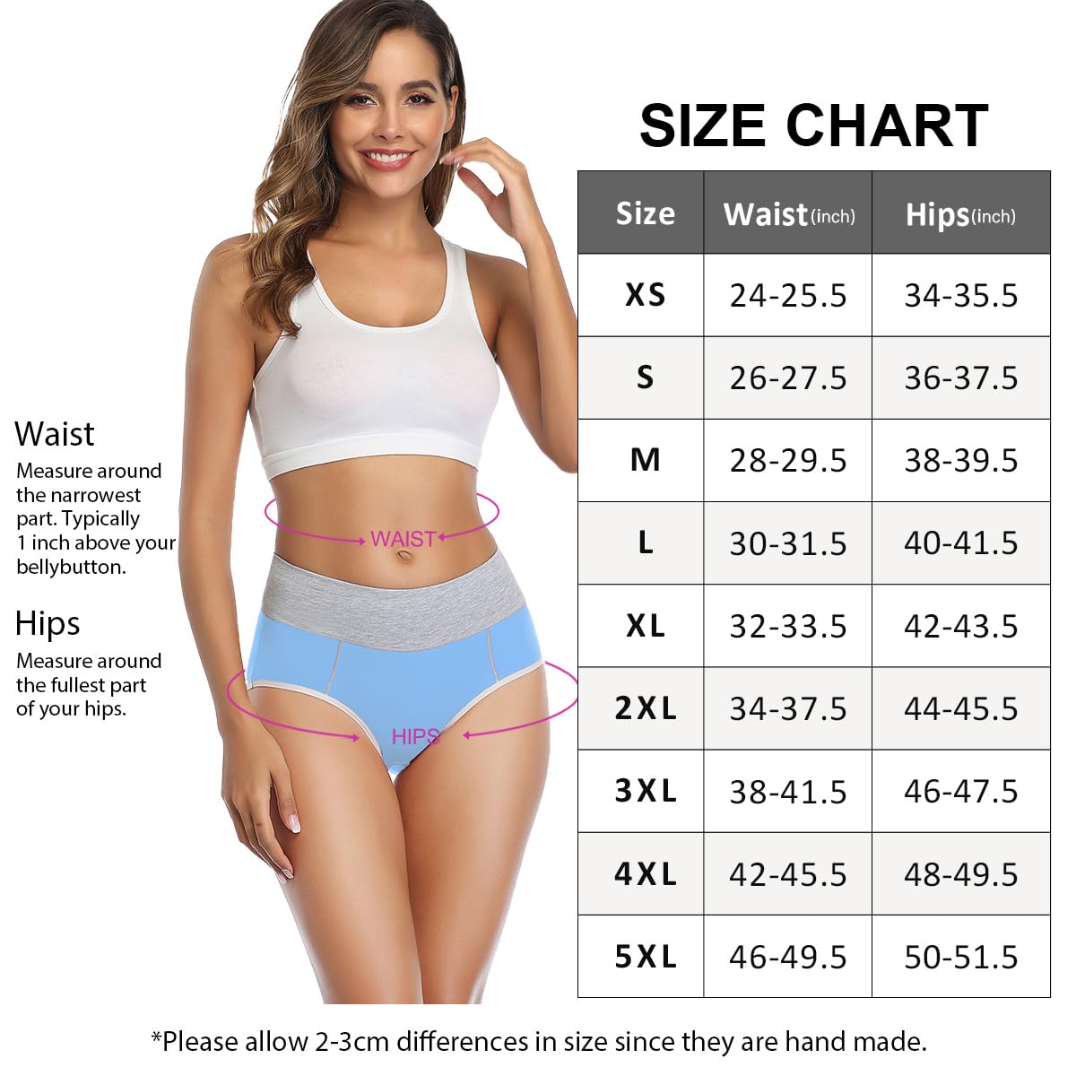 wirarpa Women's Cotton Underwear High Waist Briefs Ladies Soft Breathable Panties Full Coverage Underpants 5 Pack X-Large