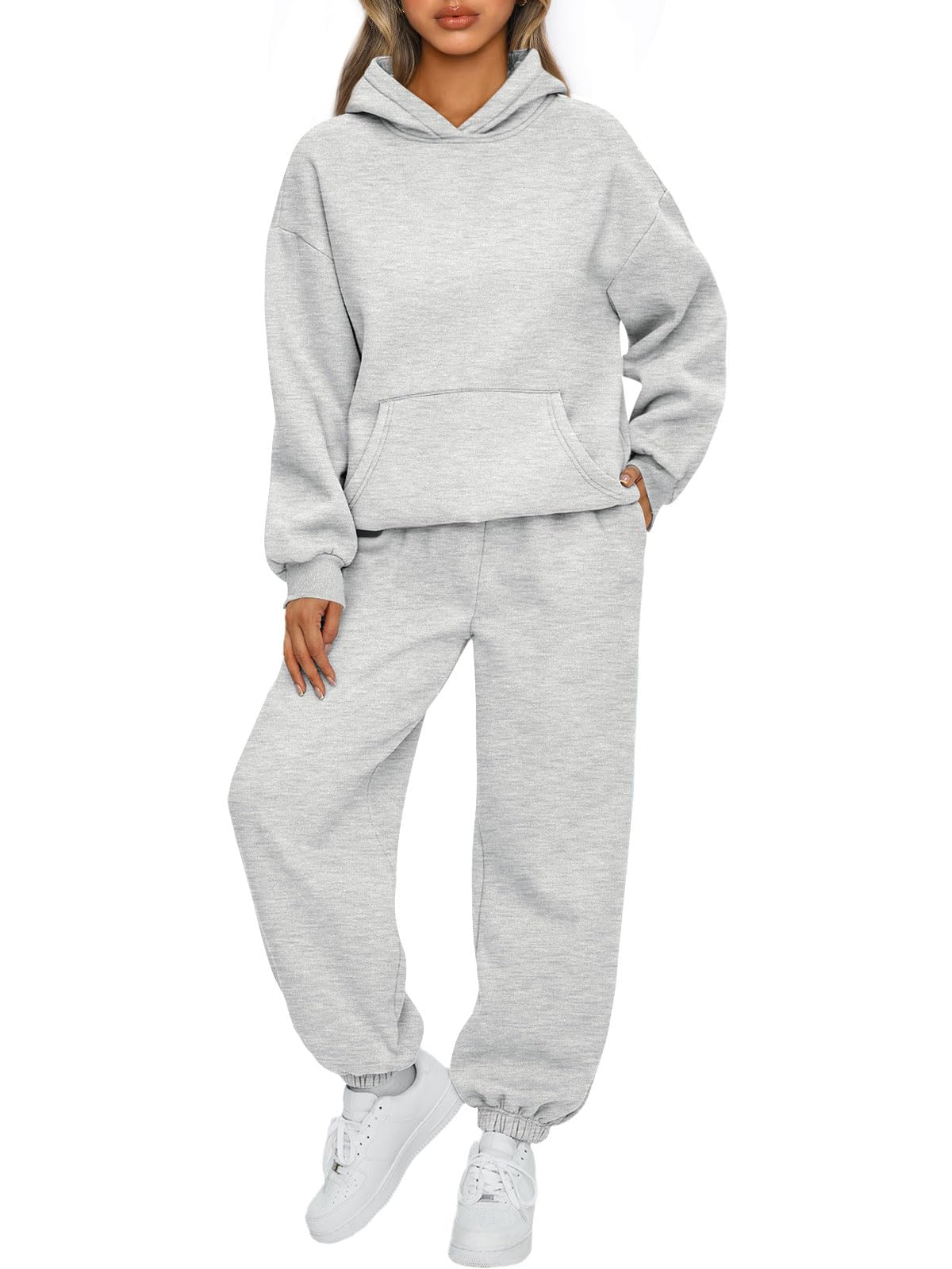 AUTOMET Sweatsuits Women 2 Piece Outfit Lounge Two Piece Sets Fall Fashion 2025 Tracksuits Oversized Sweatshirt and Sweatpants Casual Teen Girls Clothing Grey S