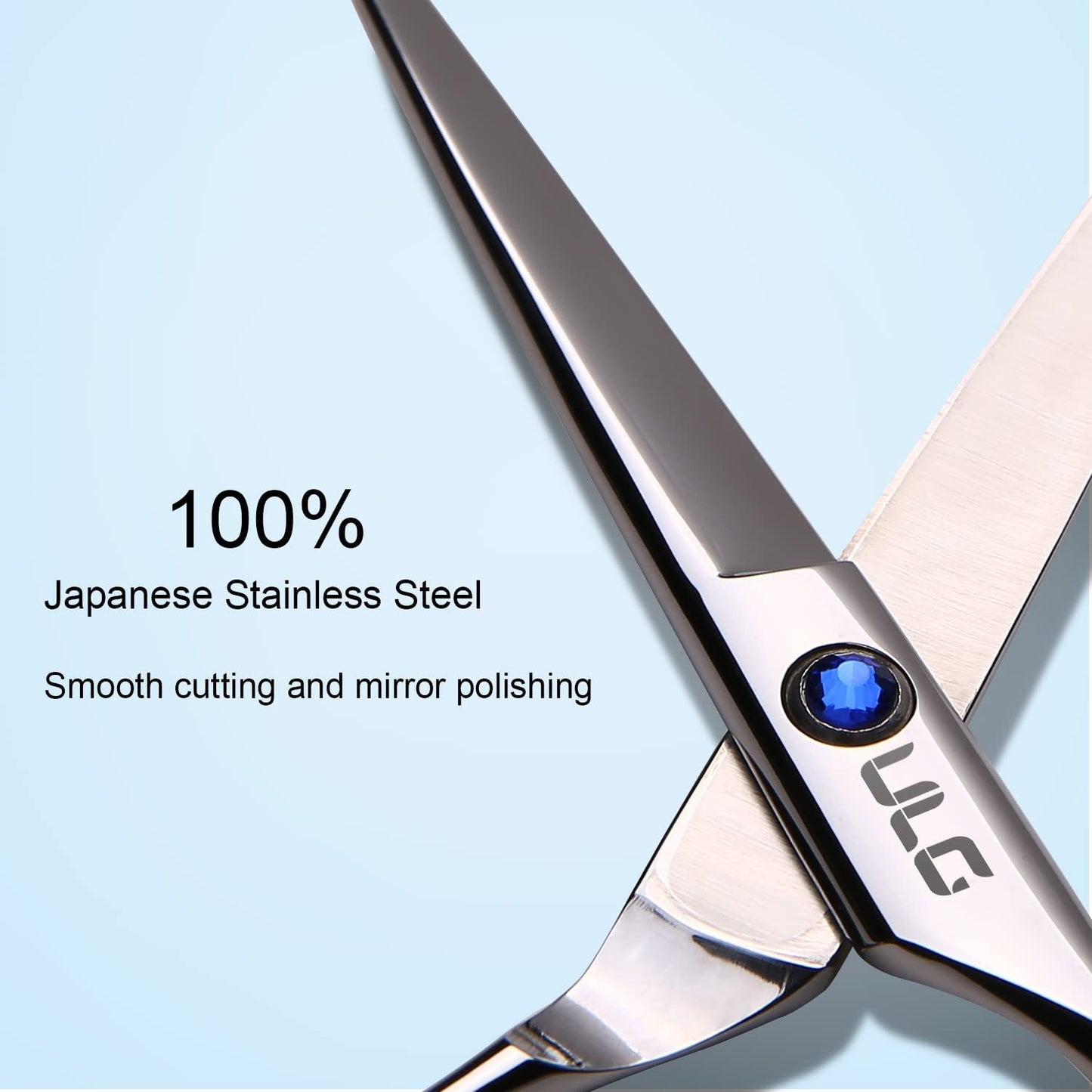 Hair Cutting Scissors, ULG Professional Hair Scissors 6.5 inch Right-Hand Razor Edge Barber Scissors Salon Hair Cutting Shears Made of Japanese Stainless Steel, Hand Sharpened Blue