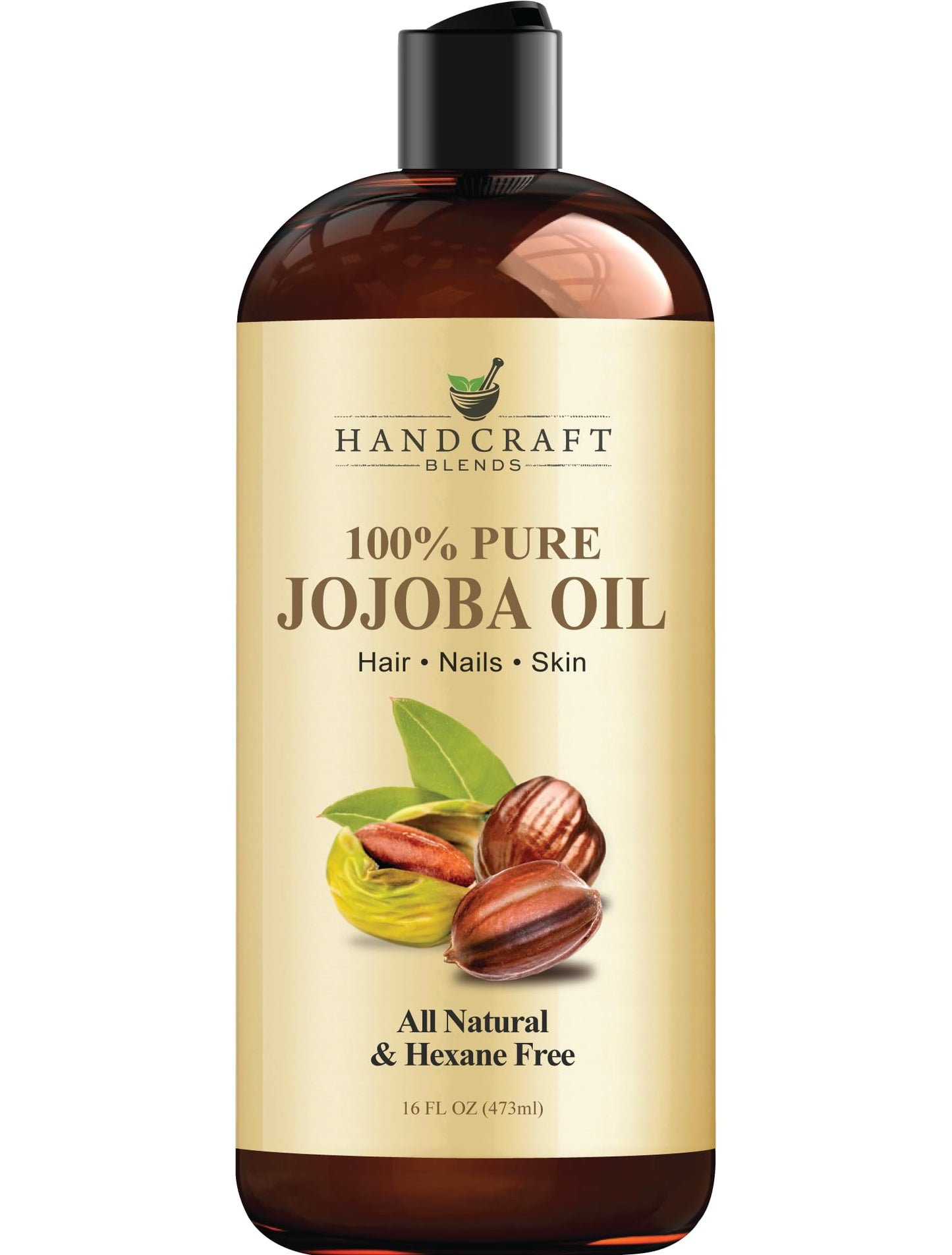 Handcraft Blends Jojoba Oil - Cold-Pressed 16 Fl Oz - 100% Pure and Natural - Premium Grade Carrier Oil for Skin and Hair - Hair and Body - Massage - Hexane-Free - Hair Relaxer for Tight Curls