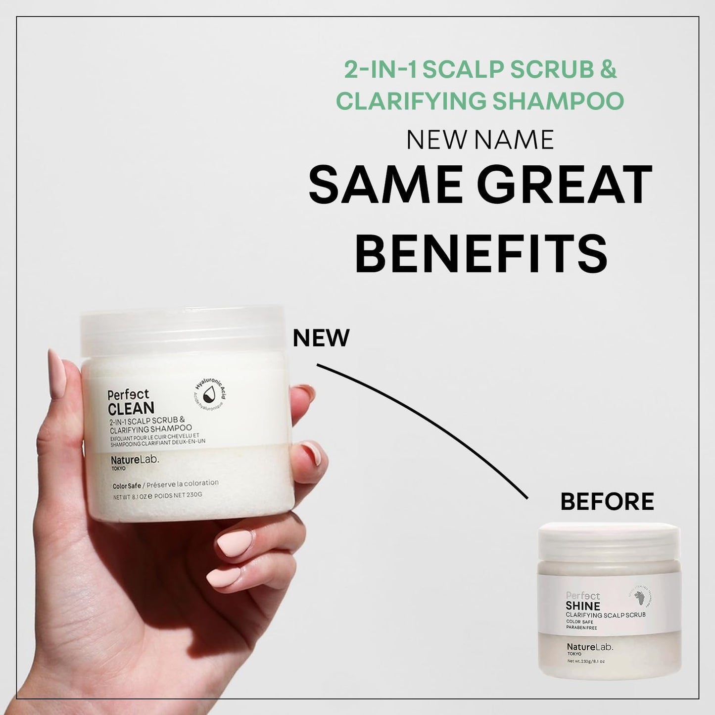 NATURELAB. TOKYO Perfect Clean Clarifying Scalp Scrub: 2-in-1 Shampoo and Scalp Scrub Hair Treatment to Clarify and Remove Product Buildup for Immense Shine I 8.1 OZ / 230G