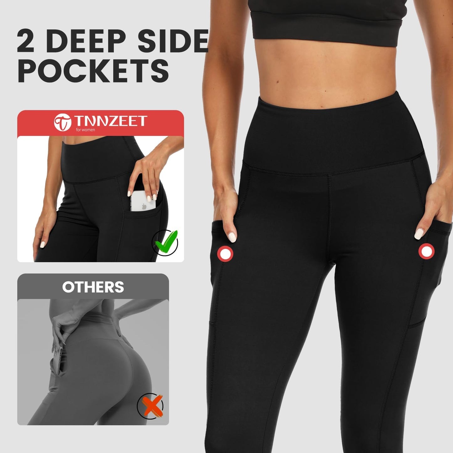 High Waisted Leggings for Women - No See Through Tummy Novelty Workout Pants with Pockets for Yoga Athletic