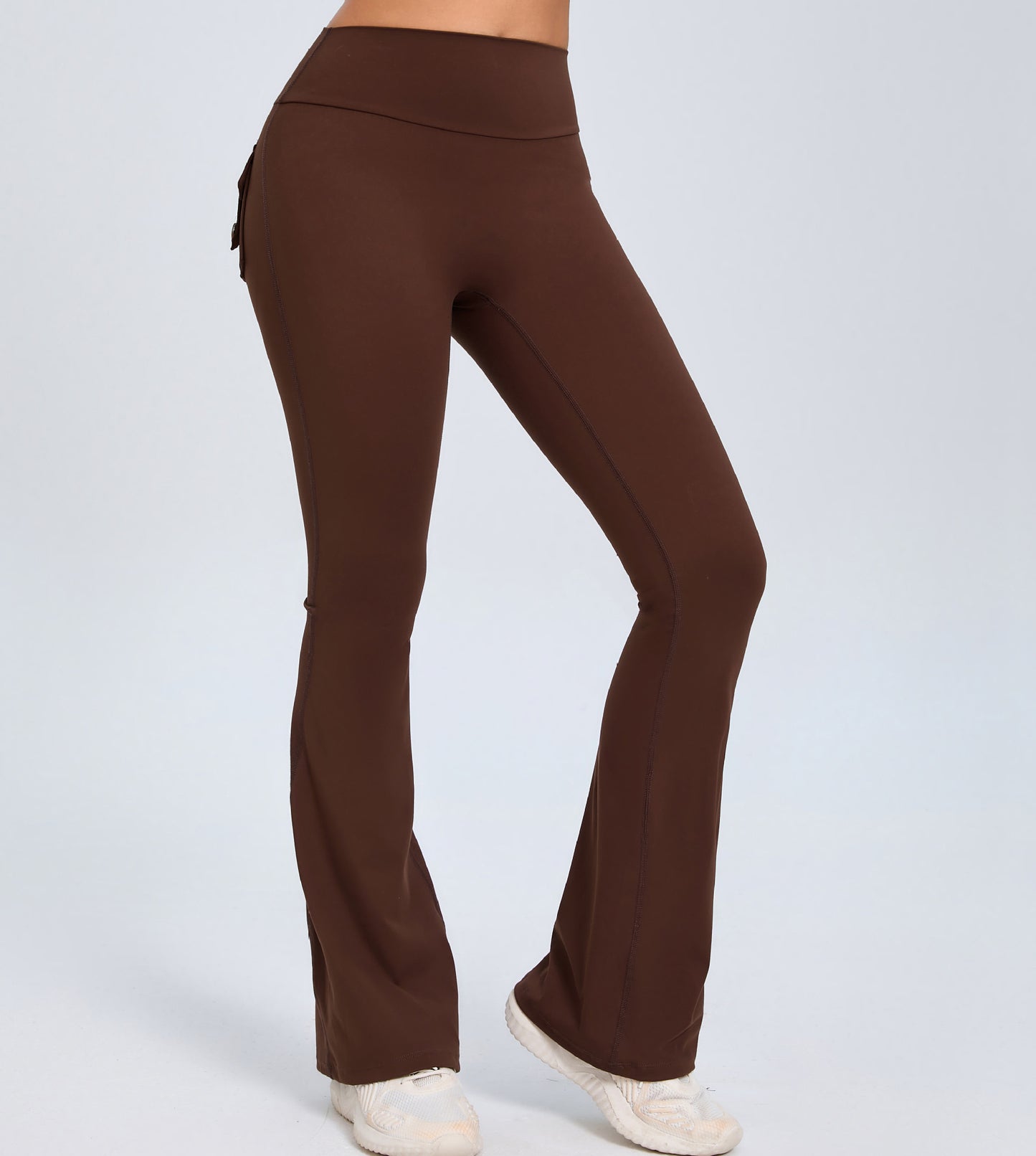 Pantalon évasé de yoga fitness avec poches, pantalon de sport taille haute slim à la mode, legging de levage pour entraînement et fessiers