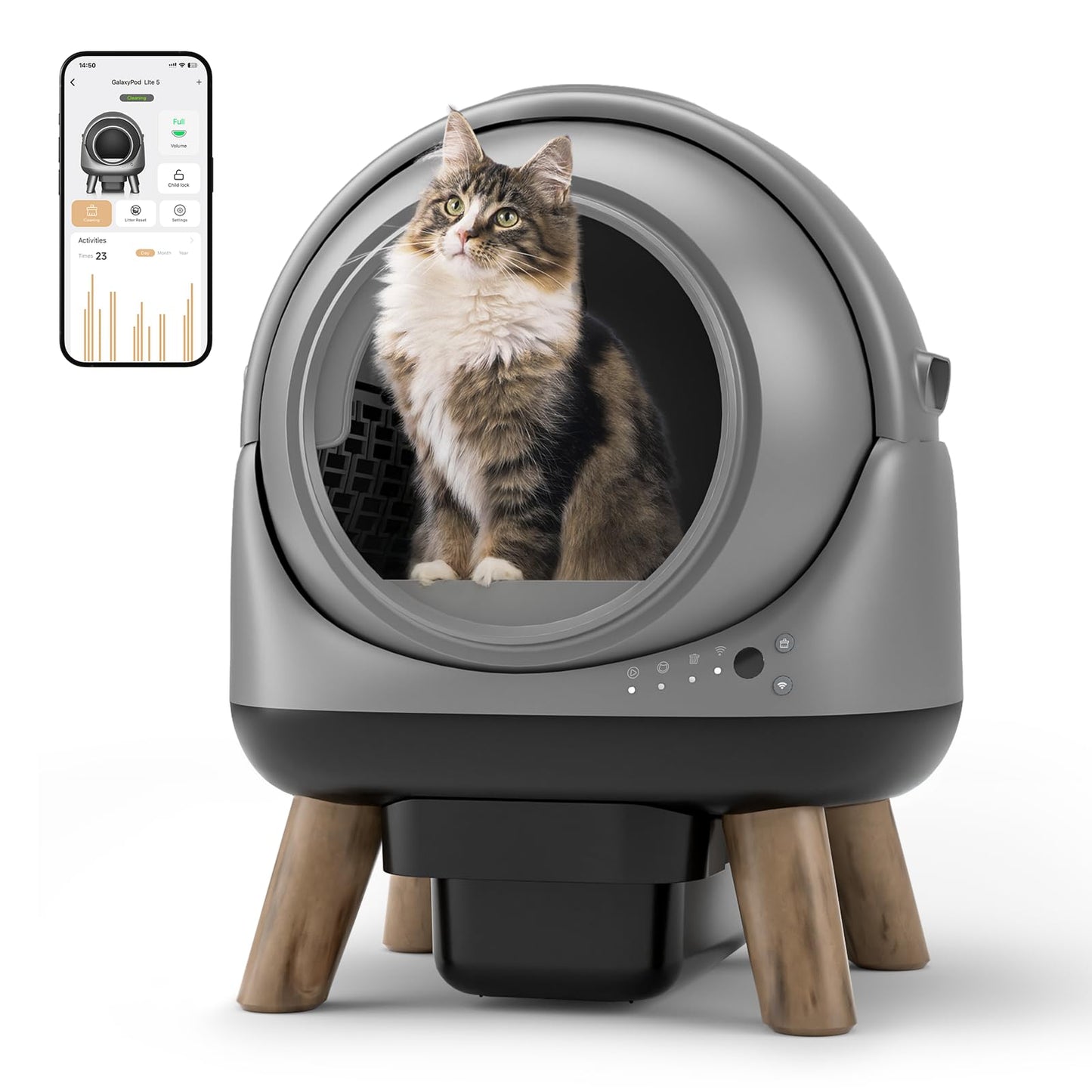 Self Cleaning Litter Box, ZHMZ G1 Automatic Cat Litter Box for Cats, 65L Robot with Large Openning/Odor-Control/Dual Safety Protection