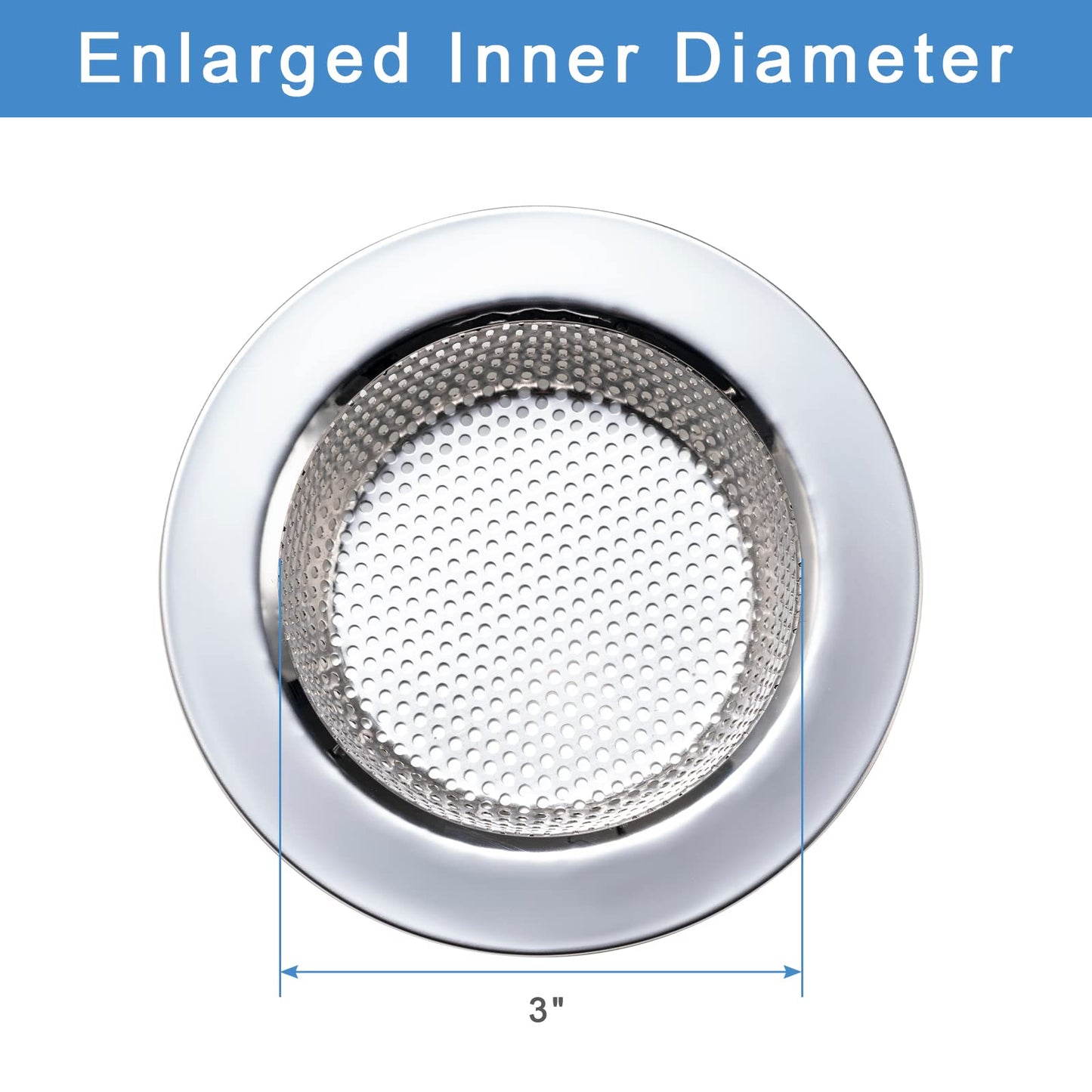 Honmein 2 Pcs Sink Strainer for Most Kitchen Sink Drain Basket, Upgraded Double-Layer Safe Design Kitchen Sink Strainer (Outer Diameter 4.5 Inch)