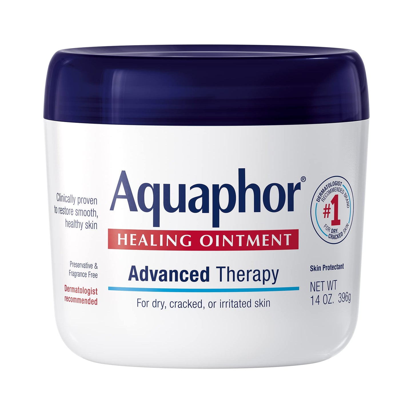 Aquaphor Healing Ointment, Advanced Therapy Skin Protectant, Multi-Purpose Healing Ointment and Body Moisturizer, For Dry, Cracked Skin, Minor Cuts and Burns, 14 Oz Jar