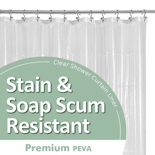 Barossa Design Plastic Shower Liner Clear - Premium PEVA Shower Curtain Liner with Rustproof Grommets and 3 Magnets, Waterproof Cute Lightweight Standard Size Bathroom Curtains - Clear