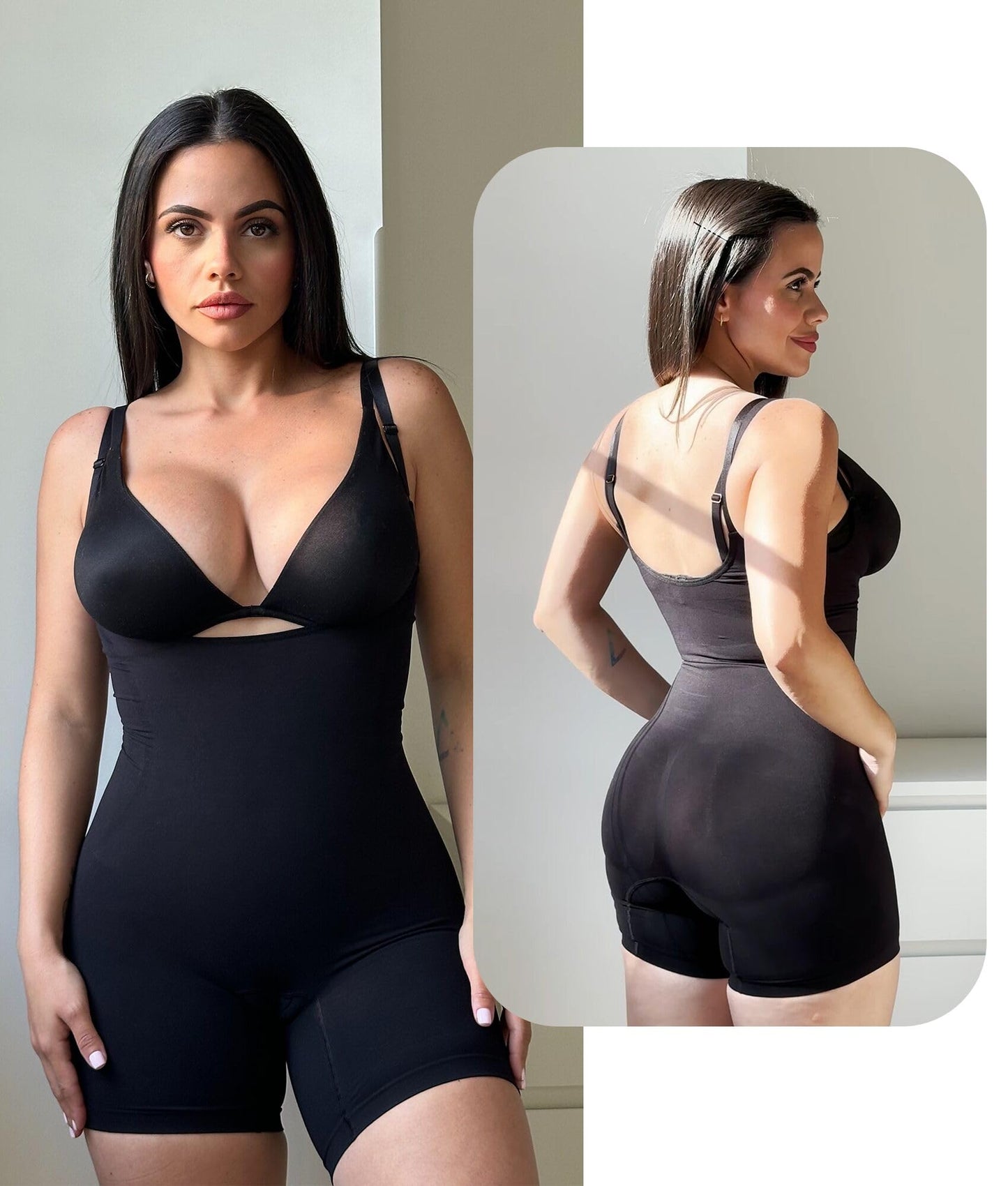 SHAPERX Open Bust Shapewear Tummy Control Bodysuits for Women Seamless Compression High Waisted Body Shaper, SZ5258-Black-S/M