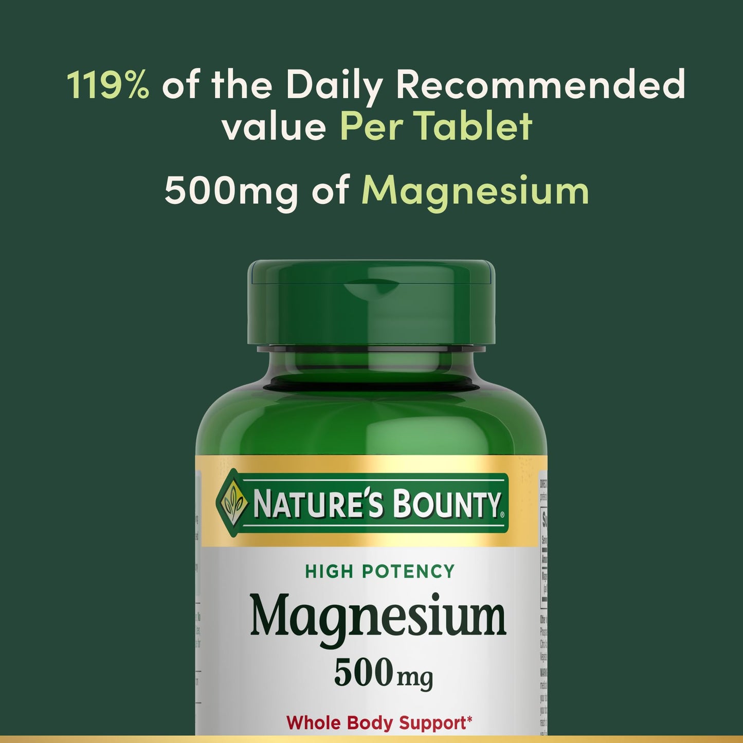 Nature's Bounty Magnesium, Bone and Muscle Health, Whole Body Support, Tablets, 500 Mg, 200 Ct