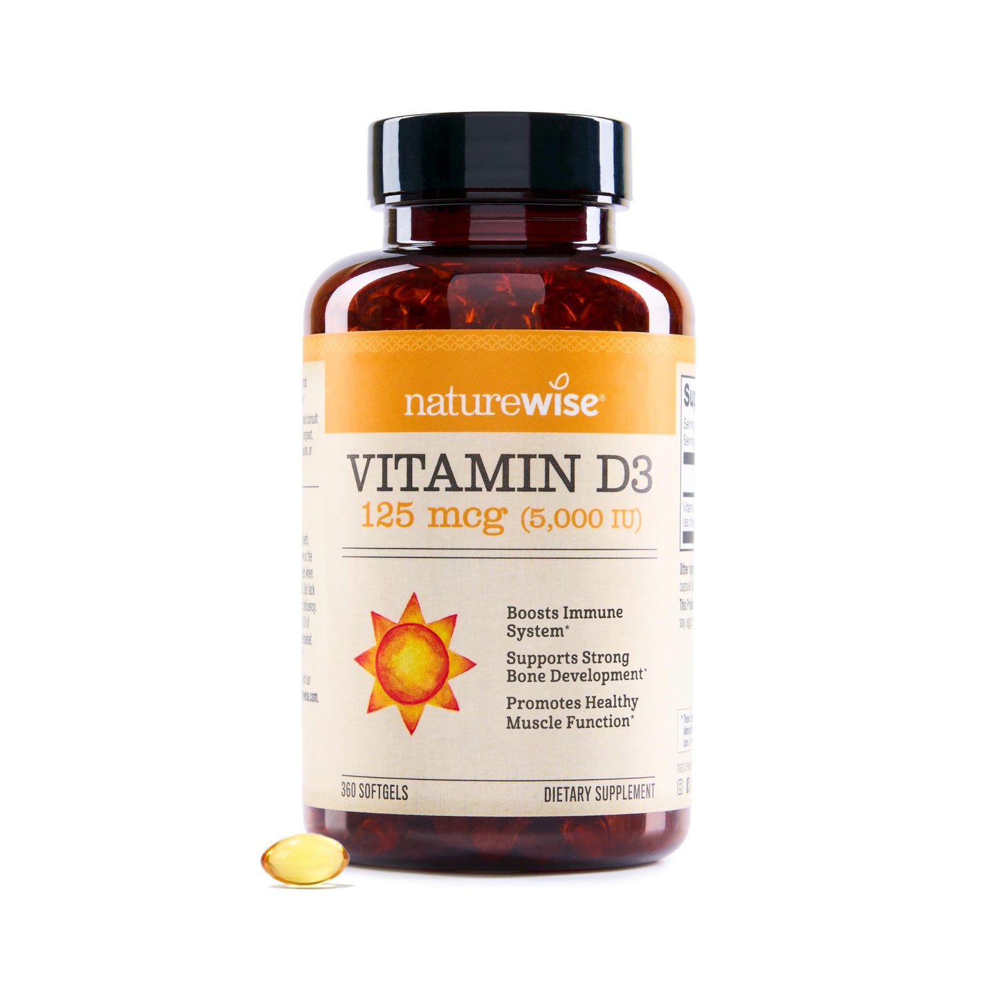 NatureWise Vitamin D3 5000iu (125 mcg) 1 Year Supply for Immune Support, Healthy Muscle Function, and Bone Health - Non-GMO, Gluten Free in Organic Extra Virgin Olive Oil, (Mini Softgel), 360 Count