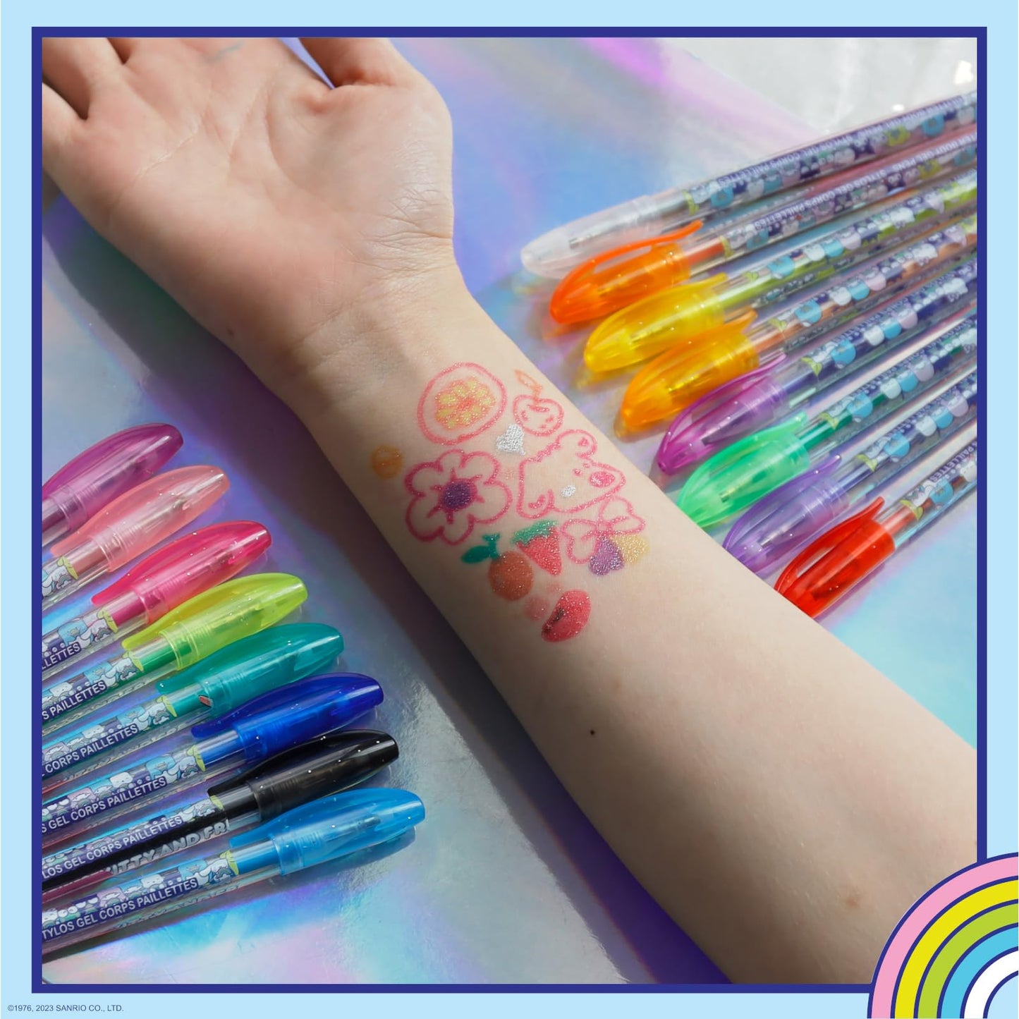 Hello Kitty and Friends 16 Piece Glitter Pen Body Art Set, Glittery and Bright Colors, Ages 3 by Townley Girl