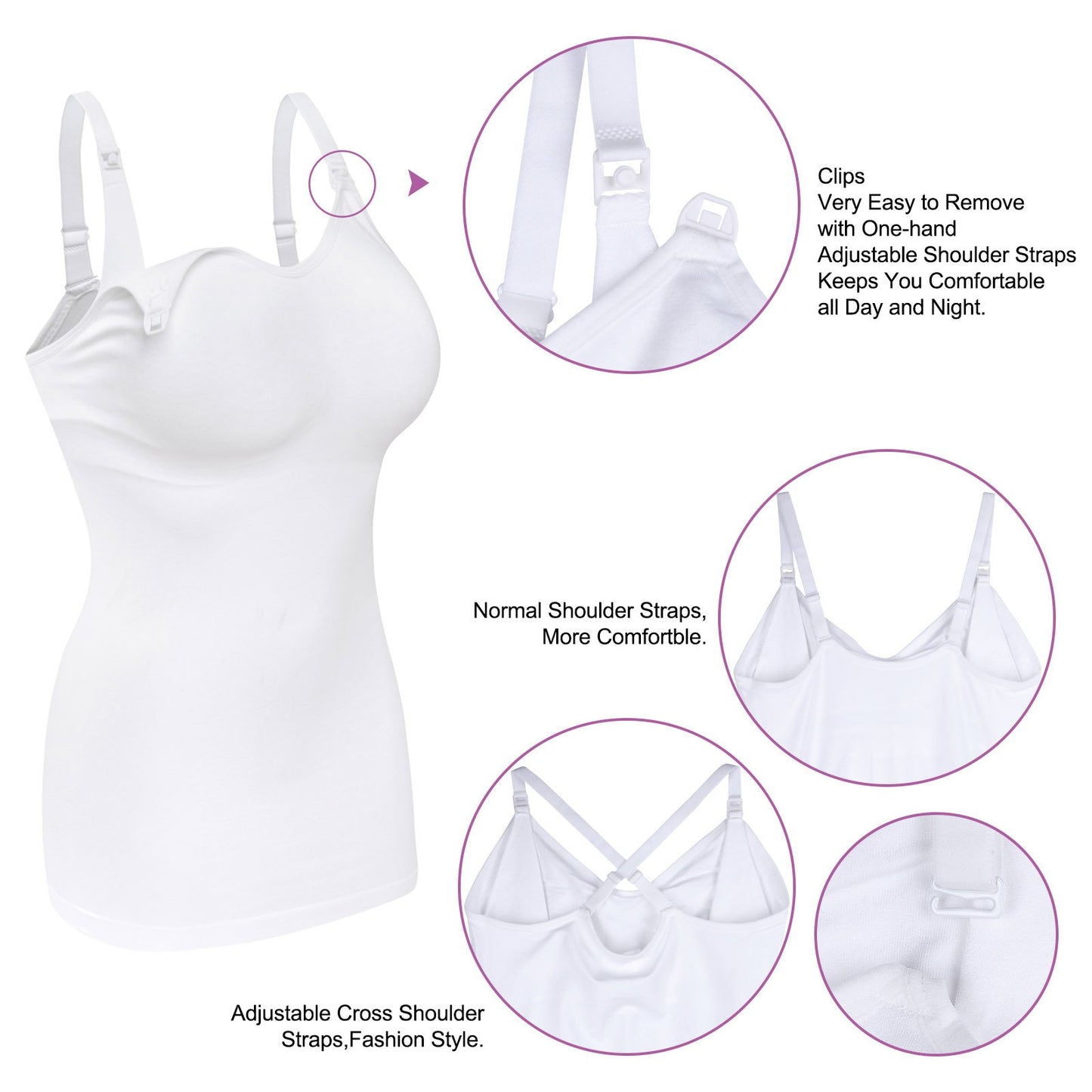 Womens Nursing Tank Tops Cami for Breastfeeding Maternity Postpartum Tops Adjustable Straps