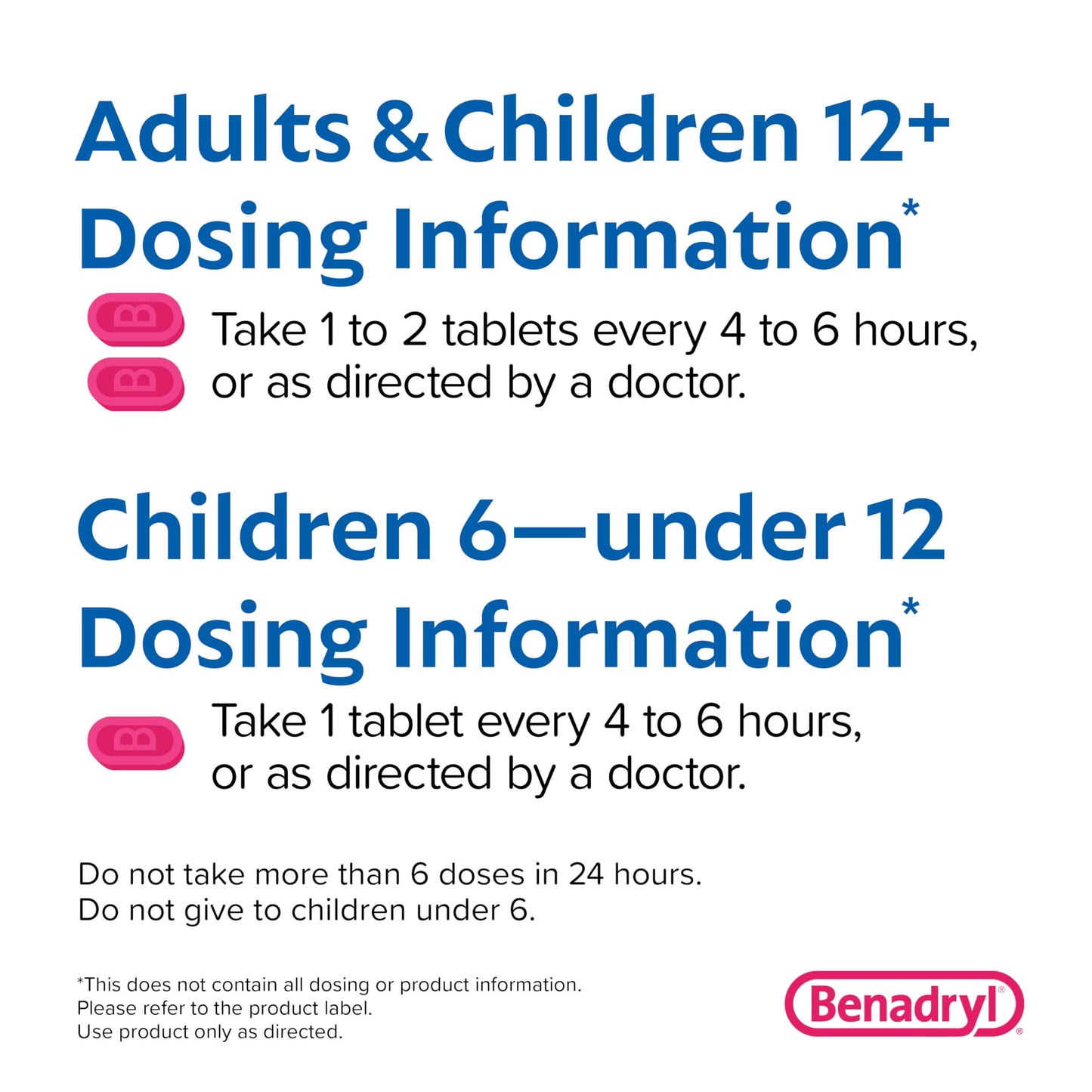 Benadryl Ultratabs Antihistamine Allergy Relief Medicine, Diphenhydramine HCl Tablets for Relief of Cold & Allergy Symptoms Such as Sneezing, Runny Nose, & Itchy Eyes & Throat, 100 ct