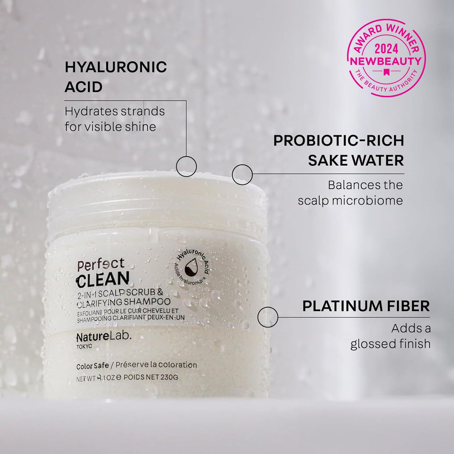 NATURELAB. TOKYO Perfect Clean Clarifying Scalp Scrub: 2-in-1 Shampoo and Scalp Scrub Hair Treatment to Clarify and Remove Product Buildup for Immense Shine I 8.1 OZ / 230G