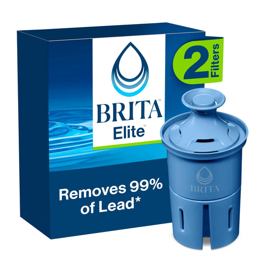 Brita Elite Water Filter Replacements for Pitchers and Dispensers, NSF Certified to Remove 99% of Lead, 2 Count, Blue