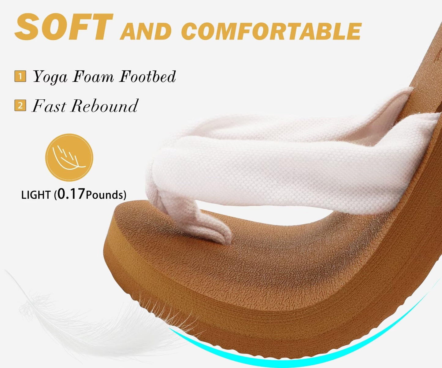 KuaiLu Flip Flops Women Arch Support Yoga Mat Comfortable Summer Beach Walking Thong Cushion Sandals Slip on Outfits Travel Essentials Orthotic Slides Indoor Outdoor Slippers Shoes White Khaki Size 9